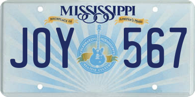 MS license plate JOY567