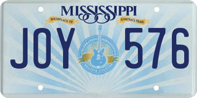 MS license plate JOY576