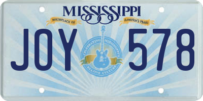 MS license plate JOY578