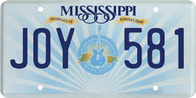 MS license plate JOY581