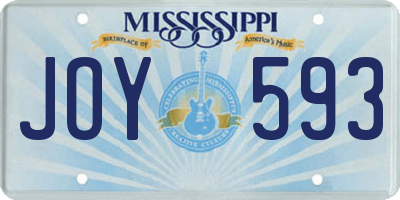 MS license plate JOY593