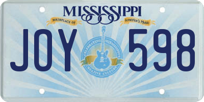MS license plate JOY598