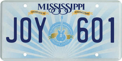 MS license plate JOY601