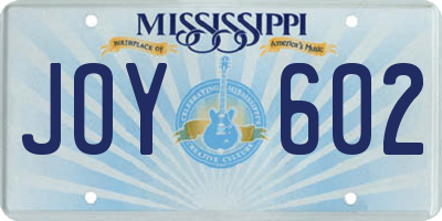 MS license plate JOY602