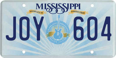 MS license plate JOY604