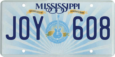 MS license plate JOY608