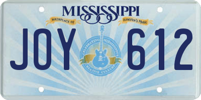 MS license plate JOY612
