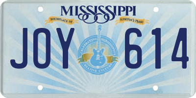 MS license plate JOY614