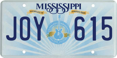 MS license plate JOY615