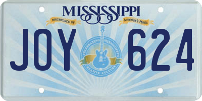 MS license plate JOY624