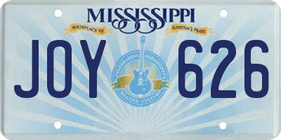 MS license plate JOY626