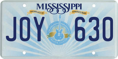MS license plate JOY630