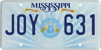 MS license plate JOY631