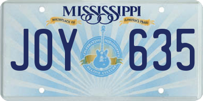 MS license plate JOY635
