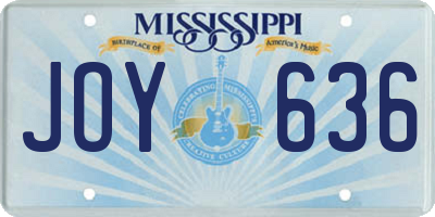 MS license plate JOY636
