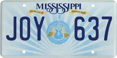 MS license plate JOY637