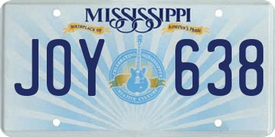 MS license plate JOY638