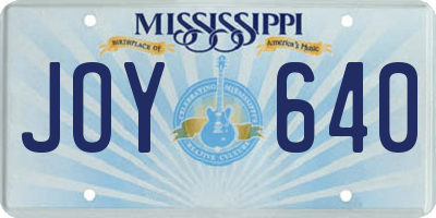 MS license plate JOY640