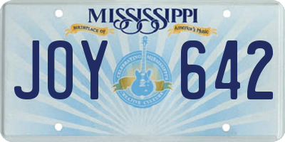 MS license plate JOY642