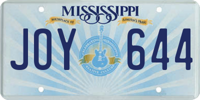 MS license plate JOY644