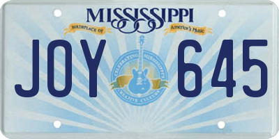 MS license plate JOY645