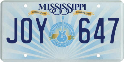 MS license plate JOY647