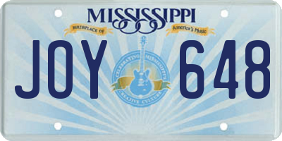 MS license plate JOY648