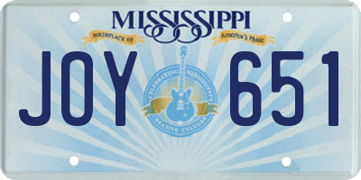 MS license plate JOY651