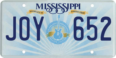 MS license plate JOY652