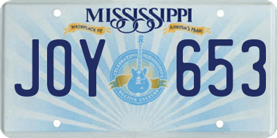 MS license plate JOY653