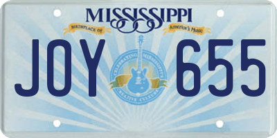 MS license plate JOY655