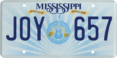 MS license plate JOY657