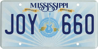 MS license plate JOY660
