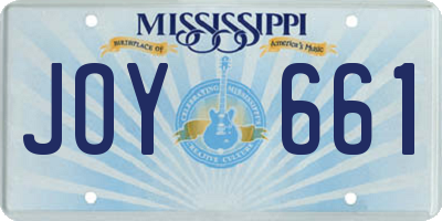 MS license plate JOY661