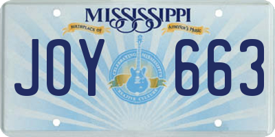 MS license plate JOY663