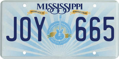 MS license plate JOY665