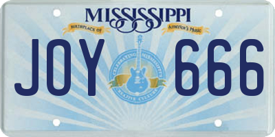 MS license plate JOY666