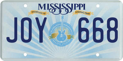 MS license plate JOY668