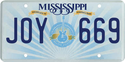 MS license plate JOY669