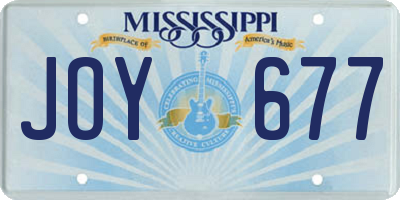 MS license plate JOY677