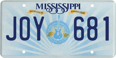 MS license plate JOY681
