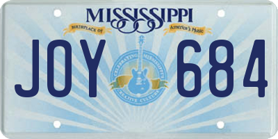 MS license plate JOY684