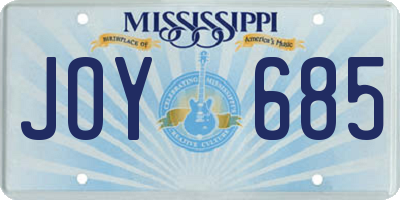 MS license plate JOY685