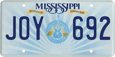 MS license plate JOY692
