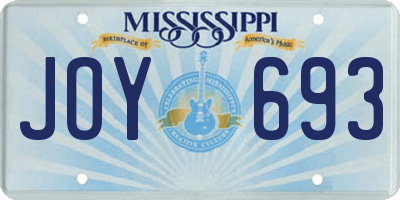 MS license plate JOY693