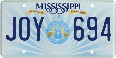 MS license plate JOY694