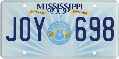 MS license plate JOY698