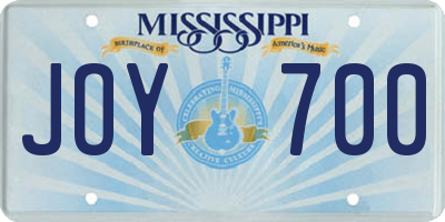 MS license plate JOY700
