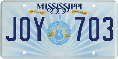 MS license plate JOY703