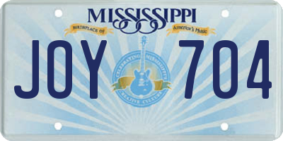 MS license plate JOY704